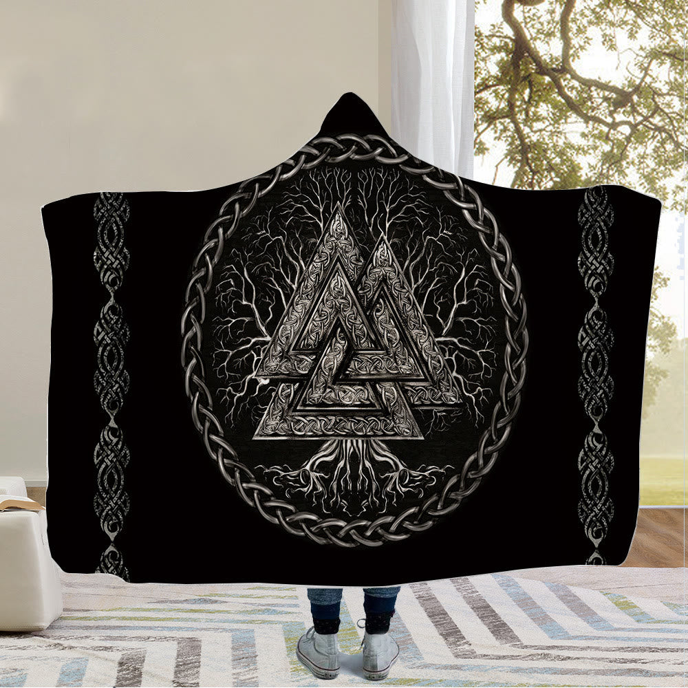 WorldNorse Raven Valknut Hooded Blanket - Valknut - 150x200cm - image 2