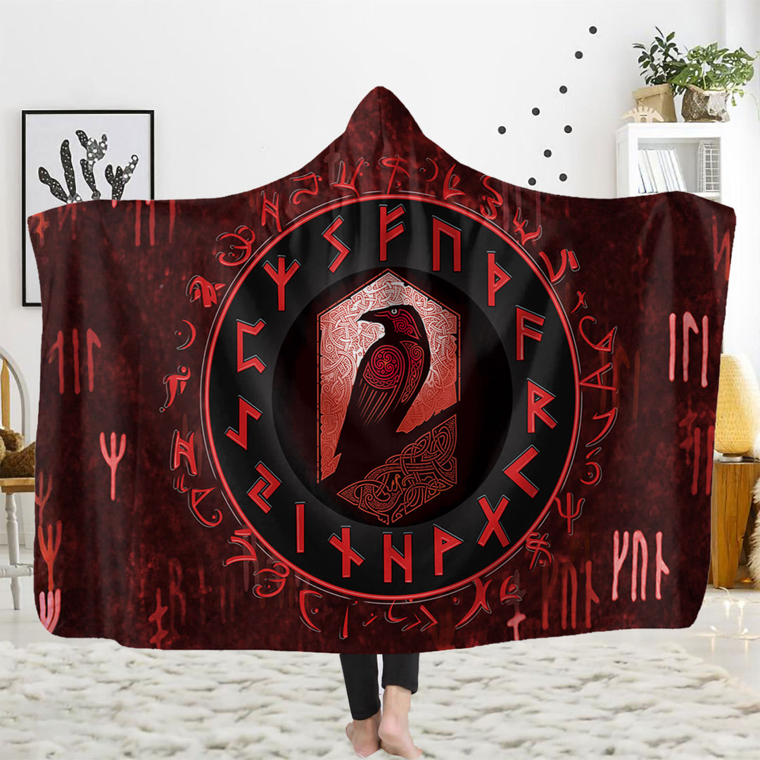 WorldNorse Raven Rune Hooded Blanket - Raven & Rune - 150x200cm - image 5