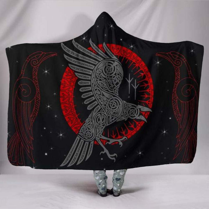 WorldNorse Raven Rune Hooded Blanket - Raven - 150x200cm - image 0