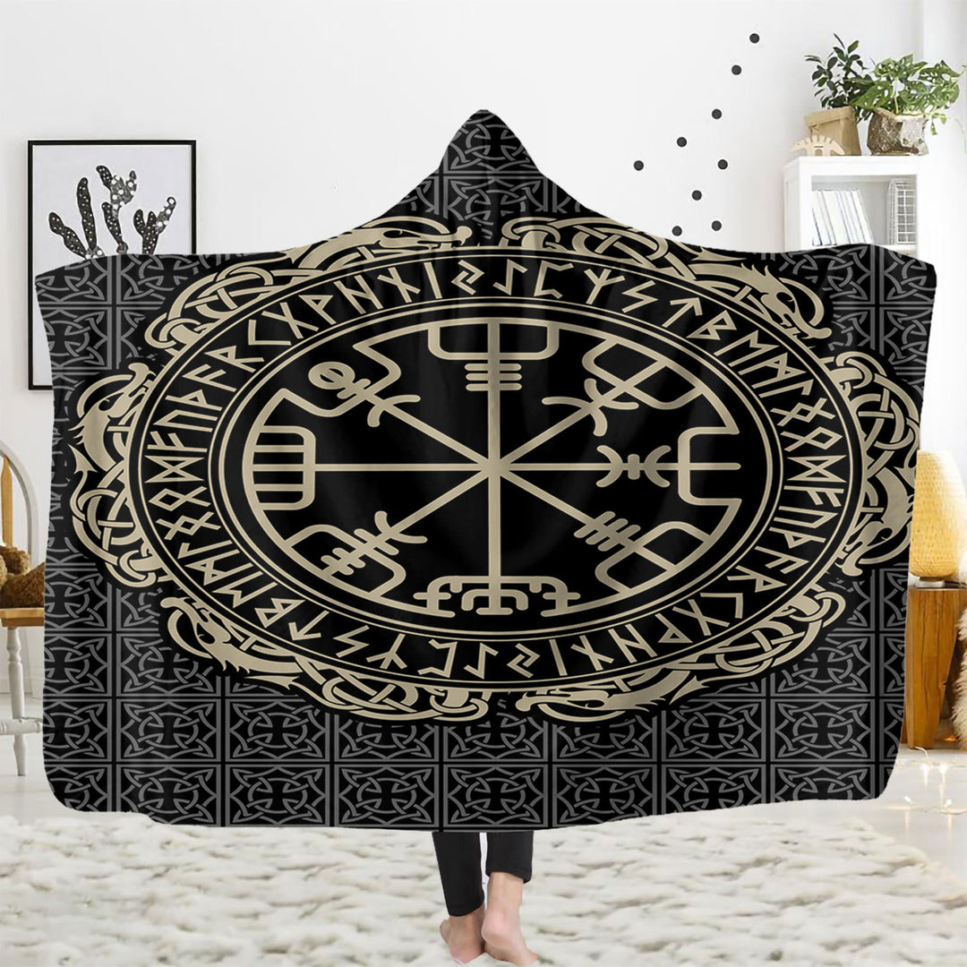 WorldNorse Viking Axe Hooded Blanket - Vegvisir - 150x200cm - image 5