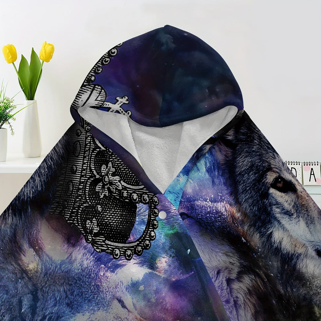 WorldNorse Crown Wolves Hooded Blanket - image 2