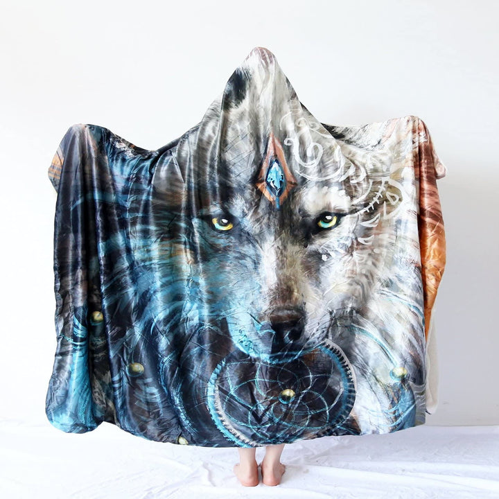 WorldNorse Moon Wolves Hooded Blanket - image 4