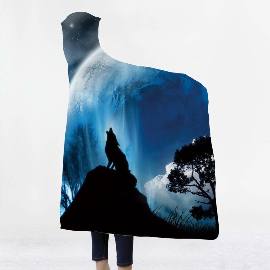 WorldNorse Galaxy Wolves Hooded Blanket - image 4