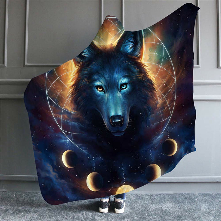 WorldNorse Galaxy Wolves Hooded Blanket - image 1