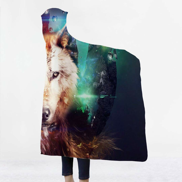 WorldNorse Galaxy Wolves Hooded Blanket - image 6