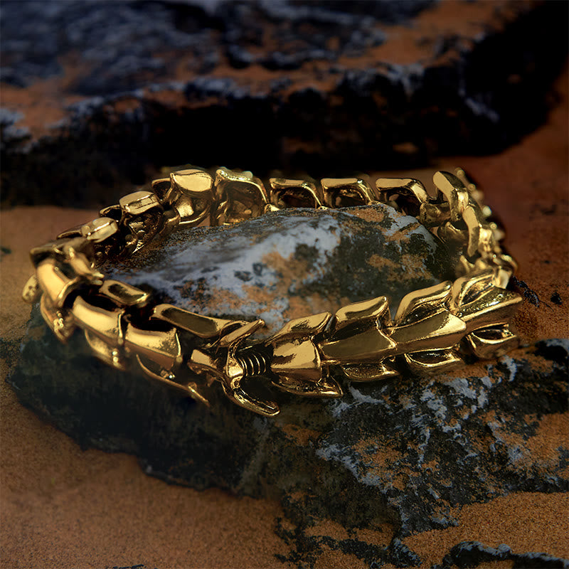 WorldNorse The Midgard Serpent - Stainless Steel Bracelet - Gold Dragon 14mm - 23cm - image 4