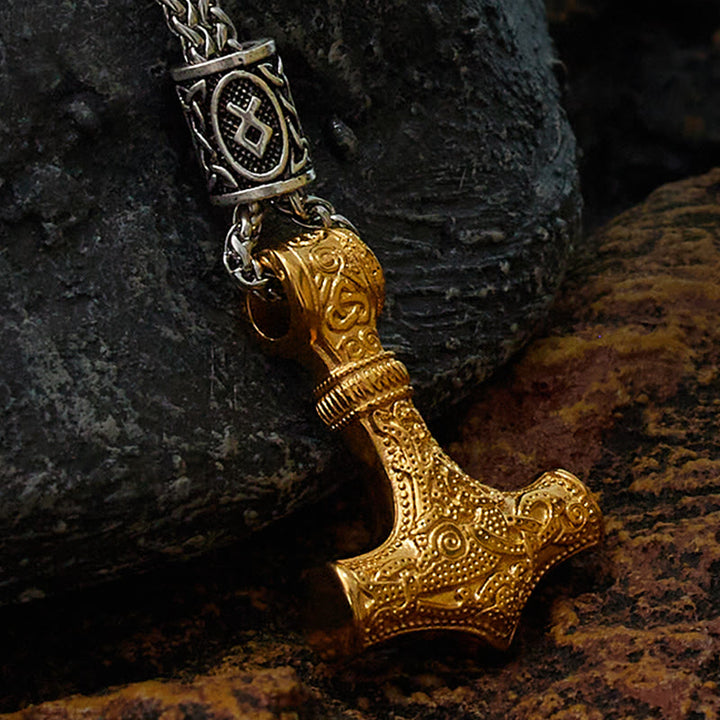 WorldNorse Mjölnir - Thor's Hammer Stainless Steel Necklace - Gold - image 11