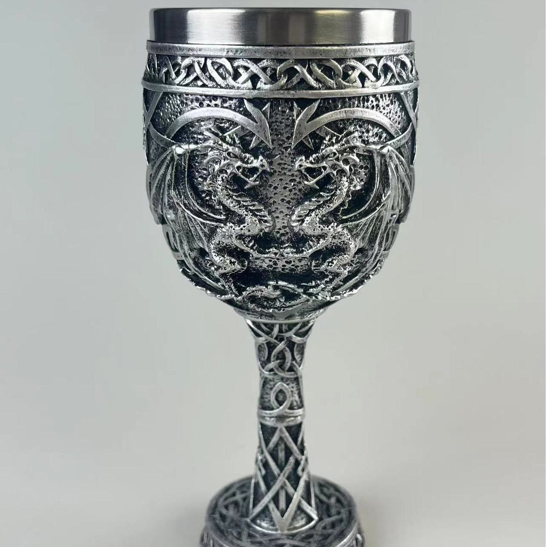 WorldNorse Celtic Knot Double Dragon Goblet - Silver - image 8