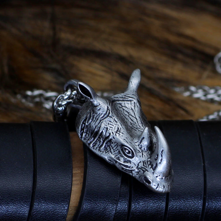 WorldNorse Rhino Head Animal Necklace - Necklace - image 0
