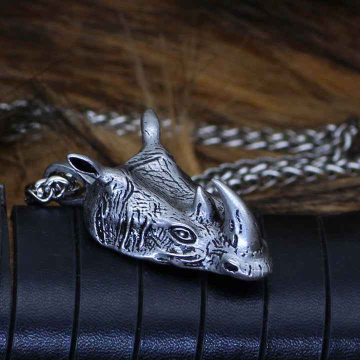 WorldNorse Rhino Head Animal Necklace - image 1