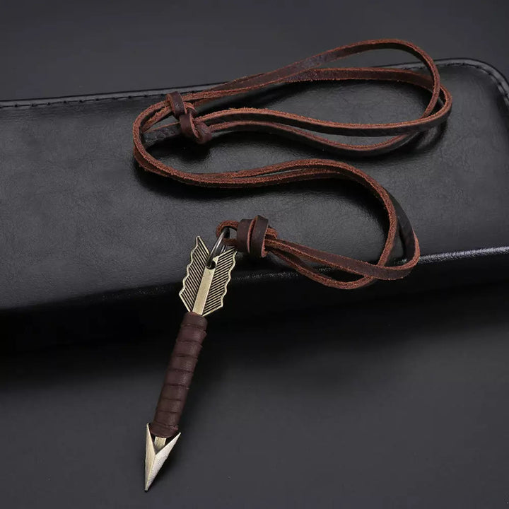 WorldNorse Vintage Arrow Finn Leather Necklace - Brown - image 0