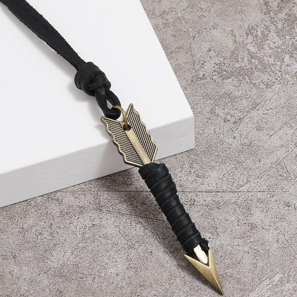 WorldNorse Vintage Arrow Finn Leather Necklace - Black - image 7