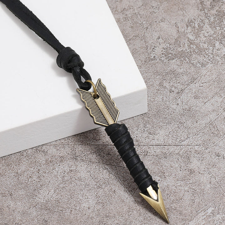 WorldNorse Vintage Arrow Finn Leather Necklace - Black - image 7