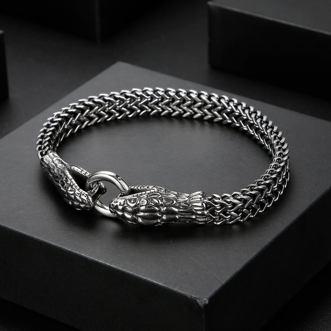 WorldNorse Double Snake Head Men Bracelet - 21.8 cm - image 0