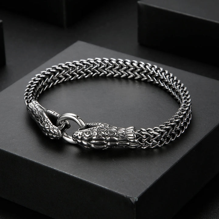 WorldNorse Double Snake Head Men Bracelet - 21.8 cm - image 0