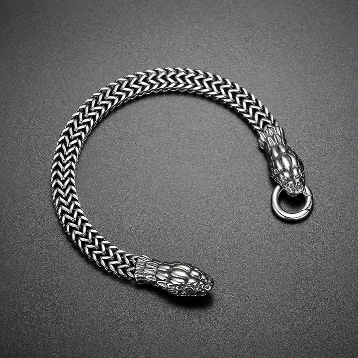 WorldNorse Double Snake Head Men Bracelet