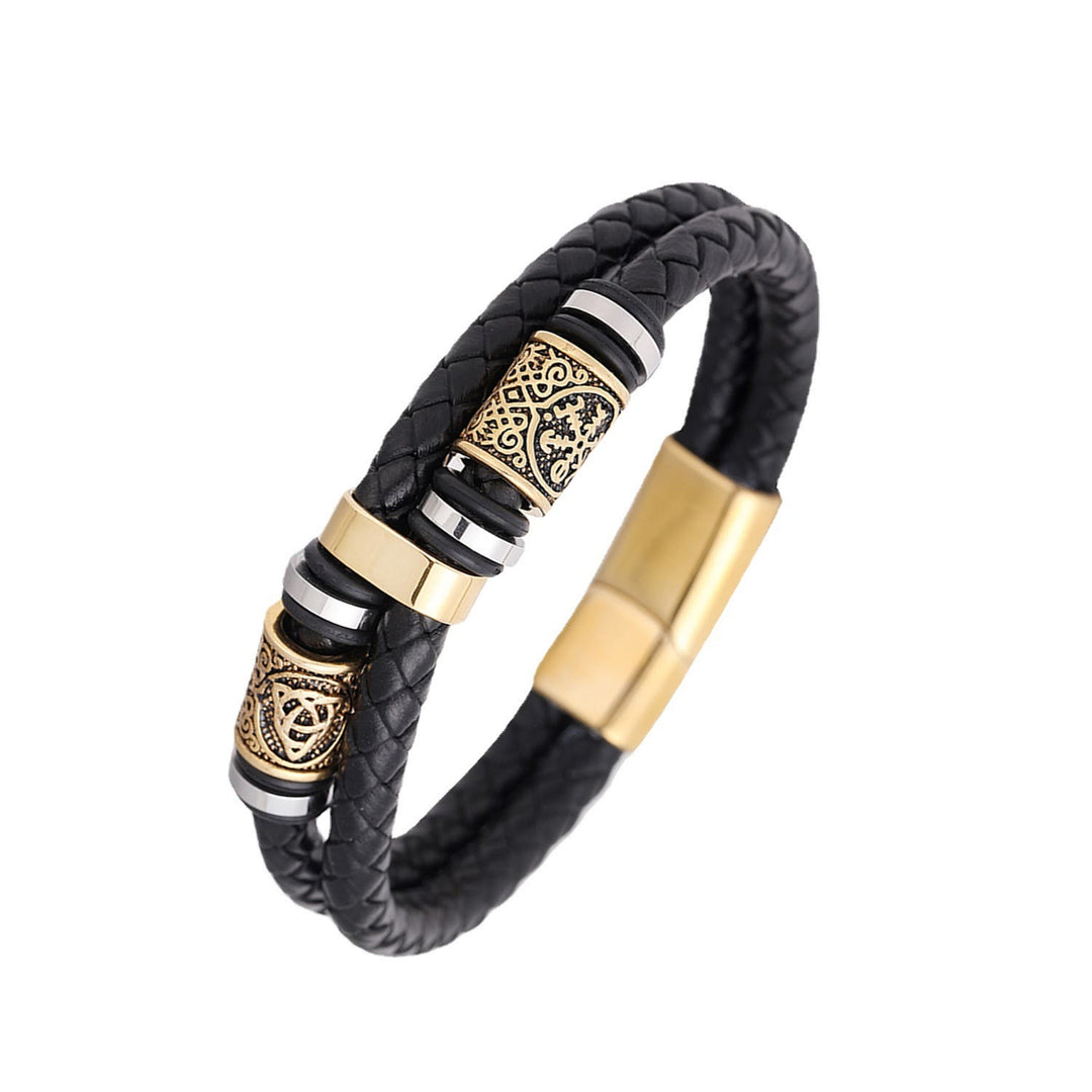 WorldNorse Norse Symbol Magnetic Clasp Braided Leather Bracelet - image 5