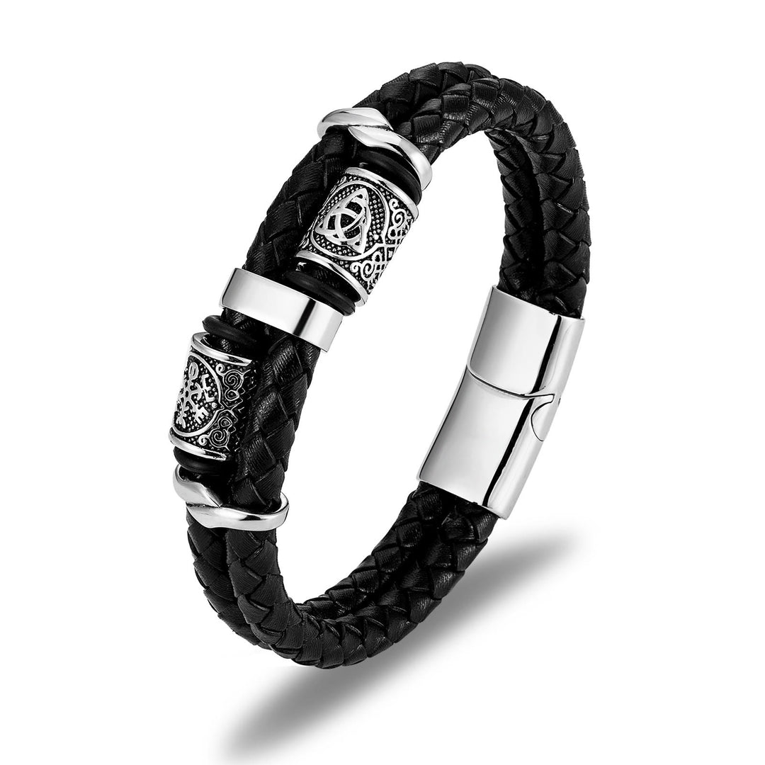 WorldNorse Norse Symbol Magnetic Clasp Braided Leather Bracelet - image 9