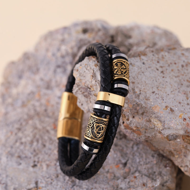 WorldNorse Norse Symbol Magnetic Clasp Braided Leather Bracelet - image 4