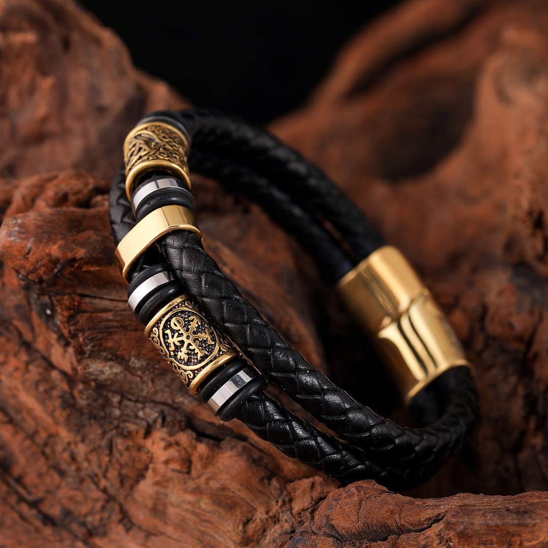 WorldNorse Norse Symbol Magnetic Clasp Braided Leather Bracelet - image 2