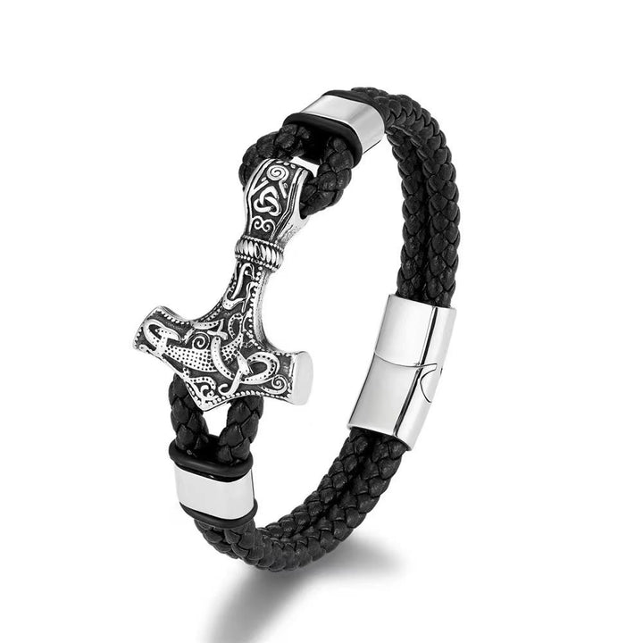 WorldNorse Thor's Hammer Braided Leather Bracelet - image 5