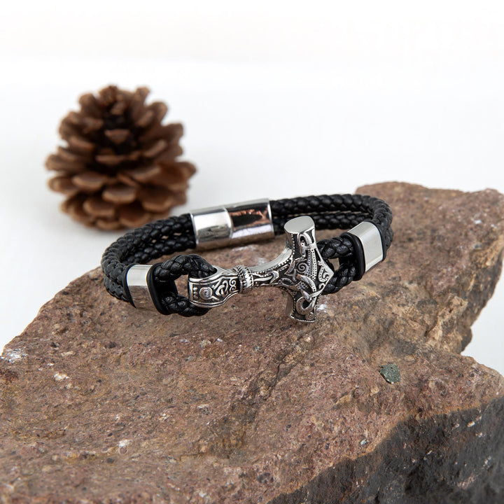 WorldNorse Thor's Hammer Braided Leather Bracelet - image 3