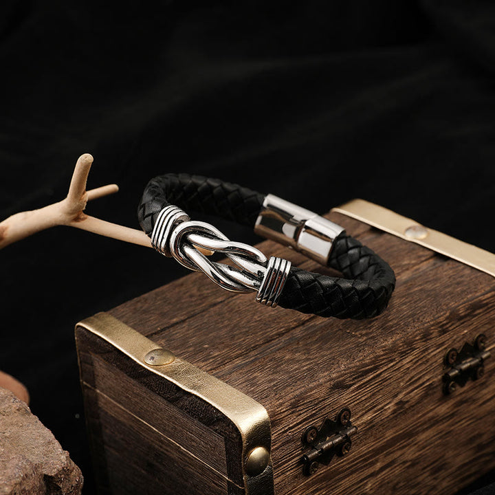 WorldNorse Infinity Stainless Steel Leather Braided Bracelet - image 3