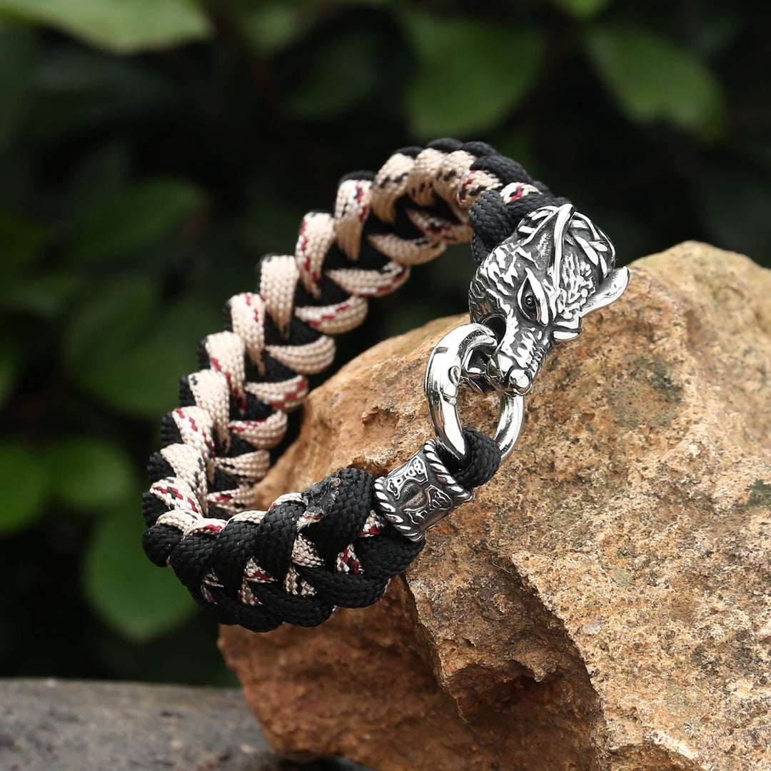 WorldNorse Viking Wolf Head Bear Braided Bracelet - image 7
