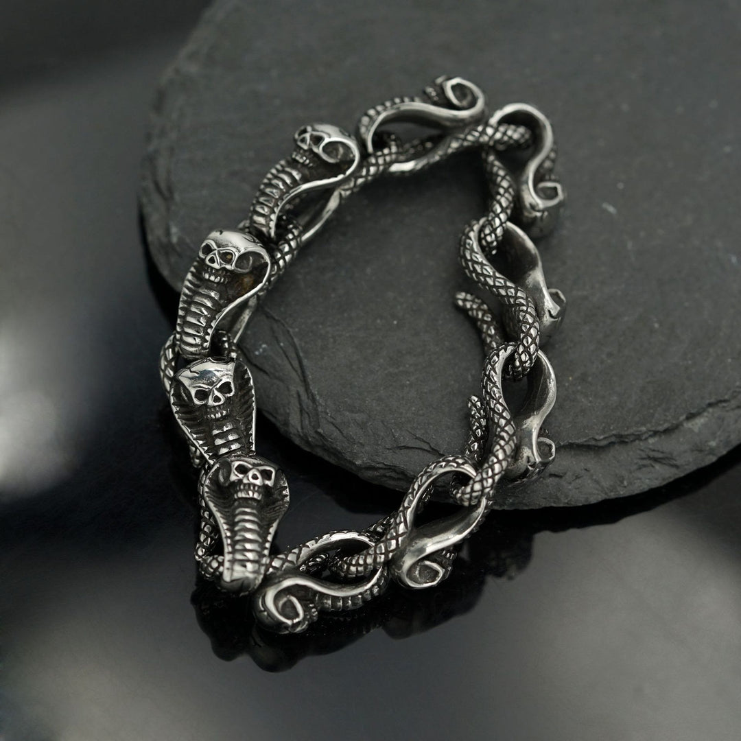 WorldNorse Gothic Skull Snake Bracelet - Skull - image 0