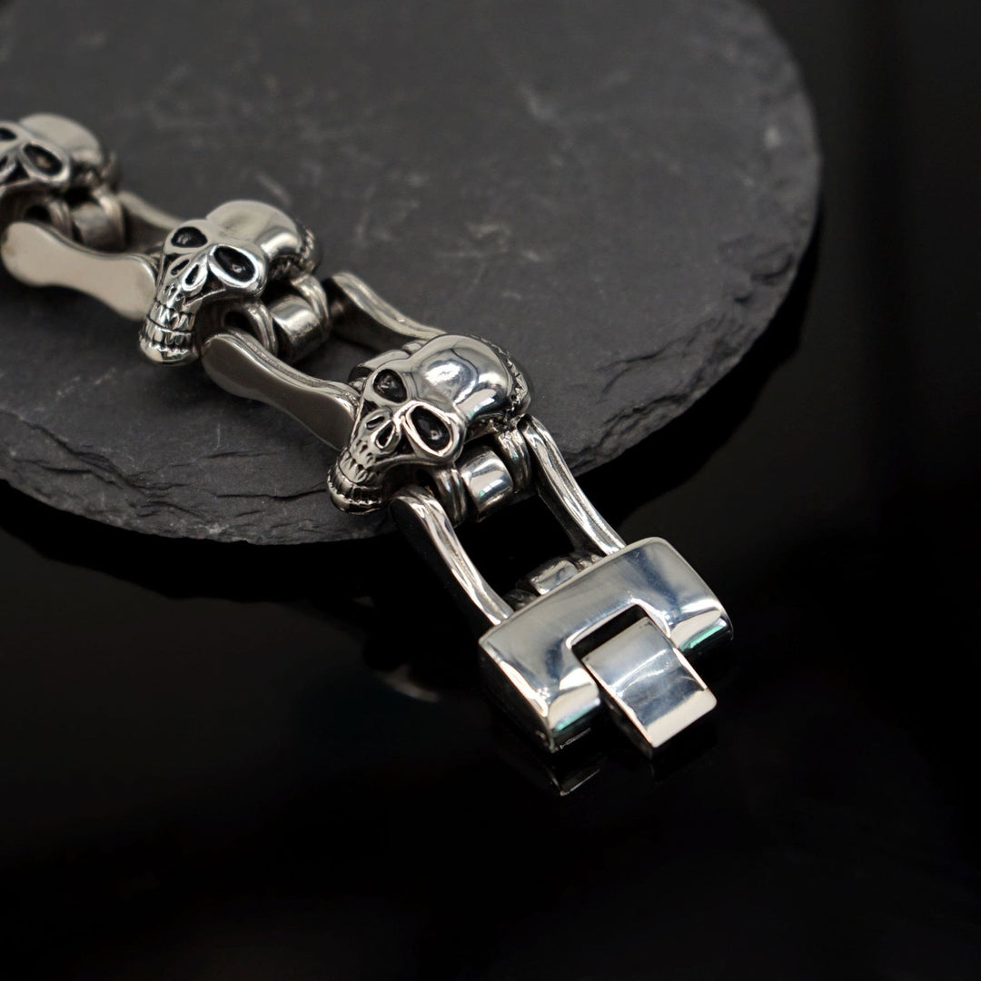 WorldNorse Gothic Skull Head Link Chain Bracelet - image 3