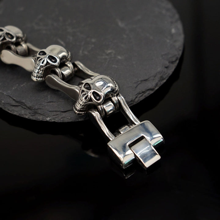 WorldNorse Gothic Skull Head Link Chain Bracelet - image 3