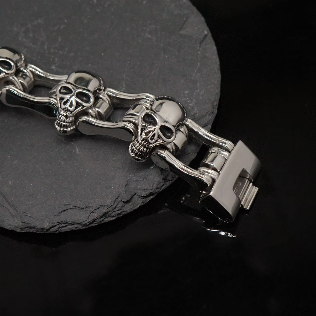 WorldNorse Gothic Skull Head Link Chain Bracelet - image 4