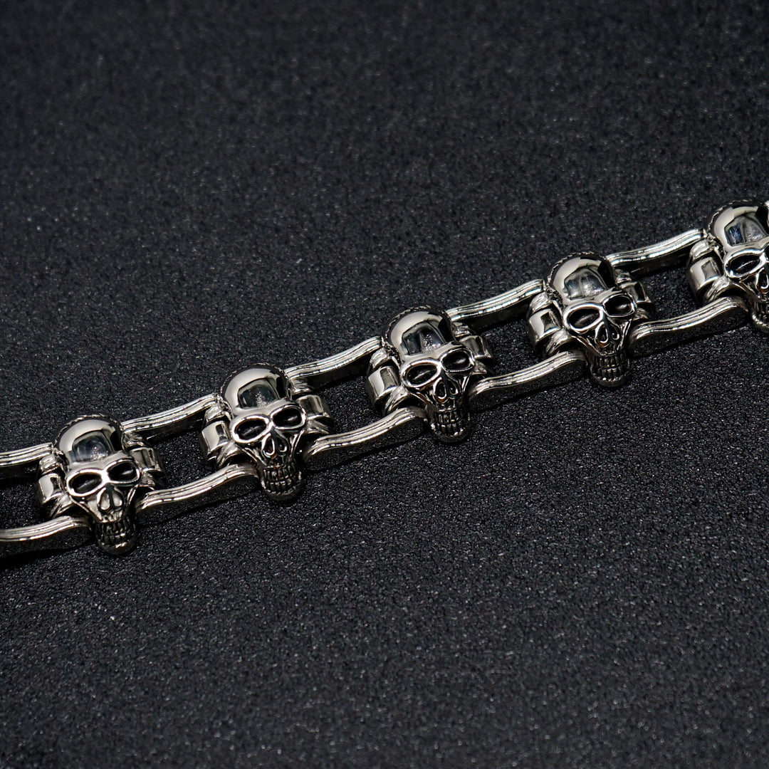 WorldNorse Gothic Skull Head Link Chain Bracelet - image 2