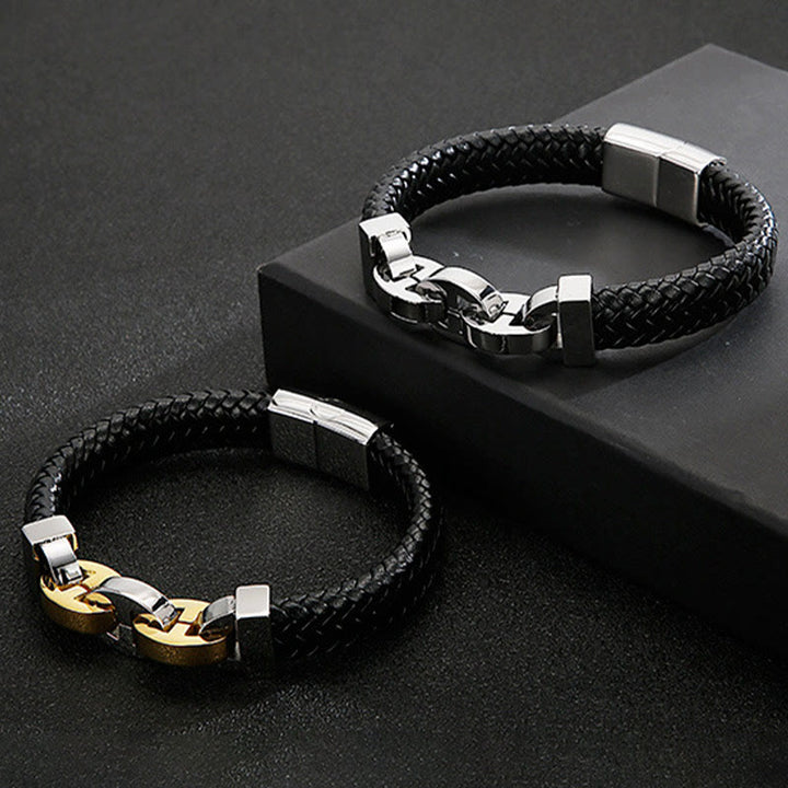 WorldNorse Steel Cuff Braided Leather Bracelet - image 11