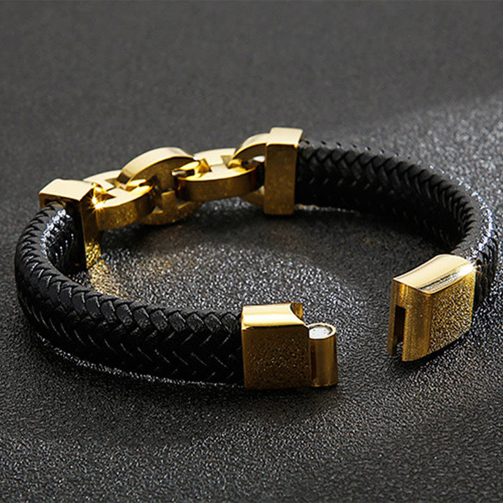 WorldNorse Steel Cuff Braided Leather Bracelet - image 7
