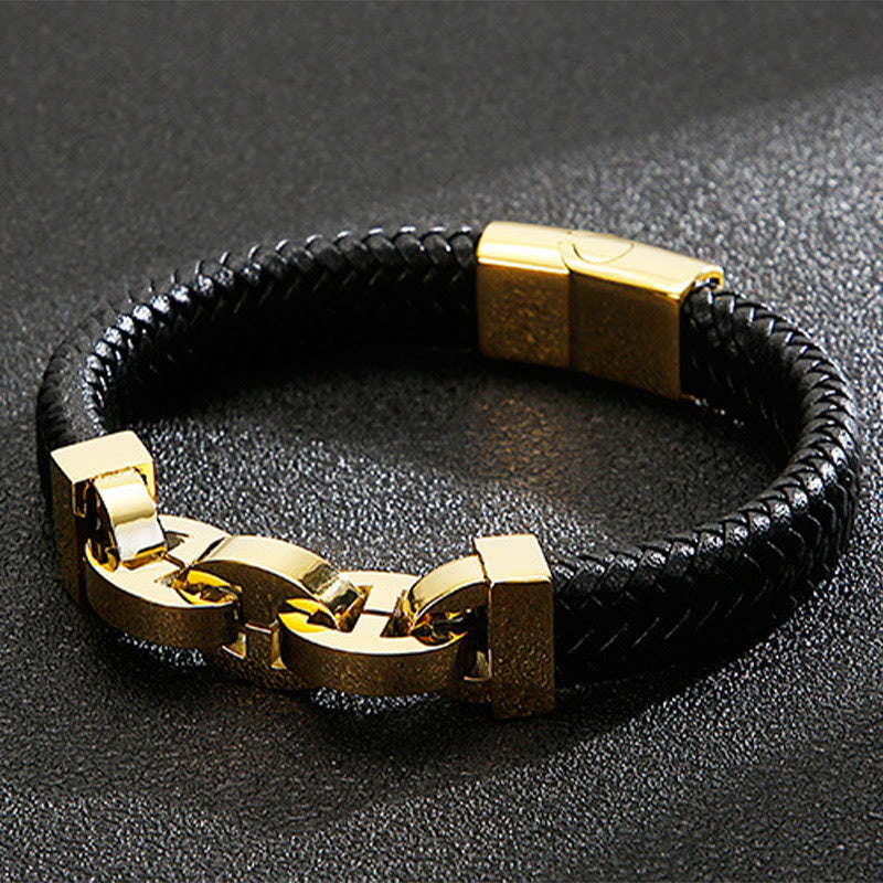WorldNorse Steel Cuff Braided Leather Bracelet - image 6