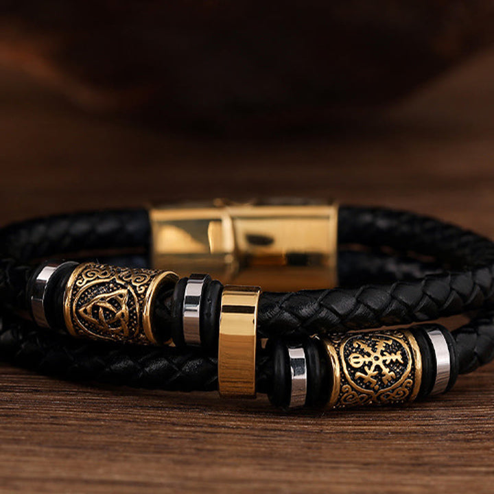WorldNorse Norse Symbol Magnetic Clasp Braided Leather Bracelet - image 3