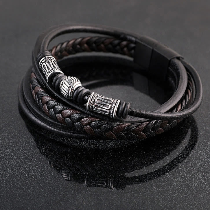 WorldNorse Mulit-Layer Magnetic Clasp Leather Bracelet - image 2