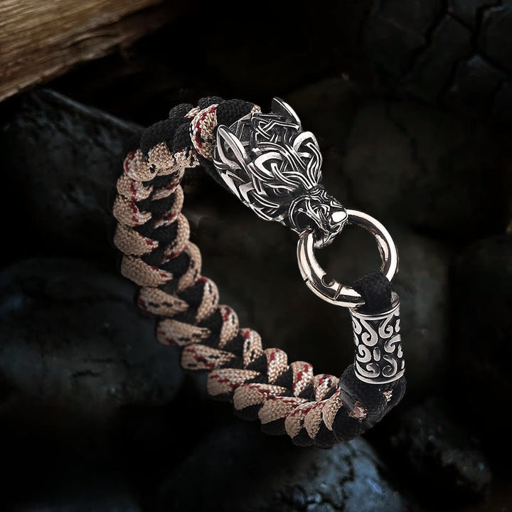 WorldNorse Viking Wolf Head Bear Braided Bracelet - image 4