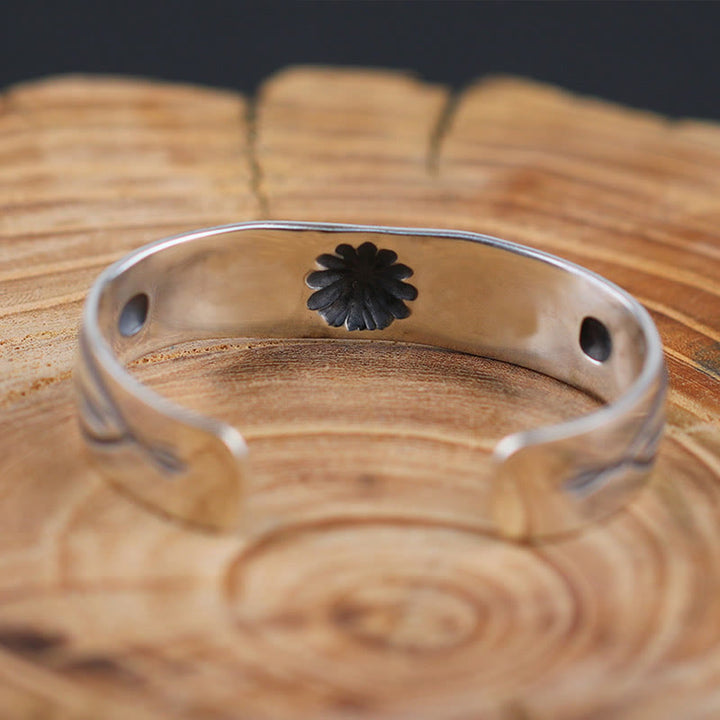 WorldNorse Handcrafted 925 Silver Stamped Tribal Motif Cuff Bracelet - image 7