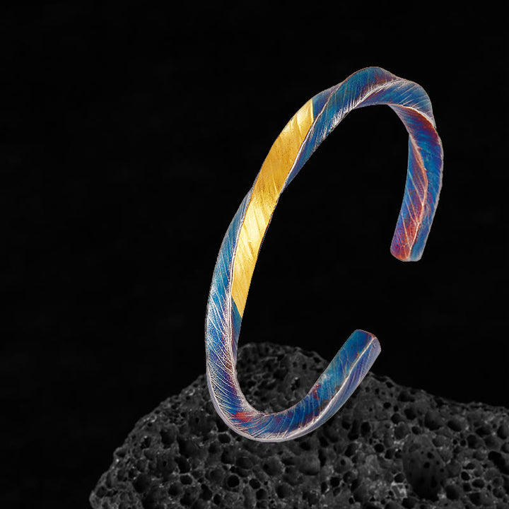 WorldNorse 999 Sterling Silver Flowing Fire Inlay Bracelet - Color Gold - 18cm - image 7