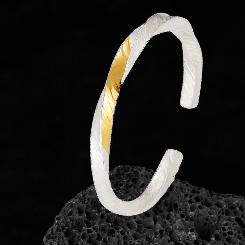 WorldNorse 999 Sterling Silver Flowing Fire Inlay Bracelet - Gold Silver - 18cm - image 5