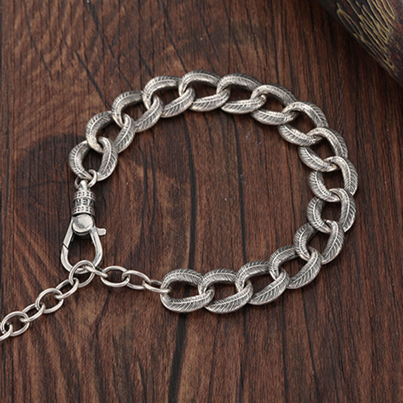 WorldNorse 925 Sterling Silver Feather Bracelet