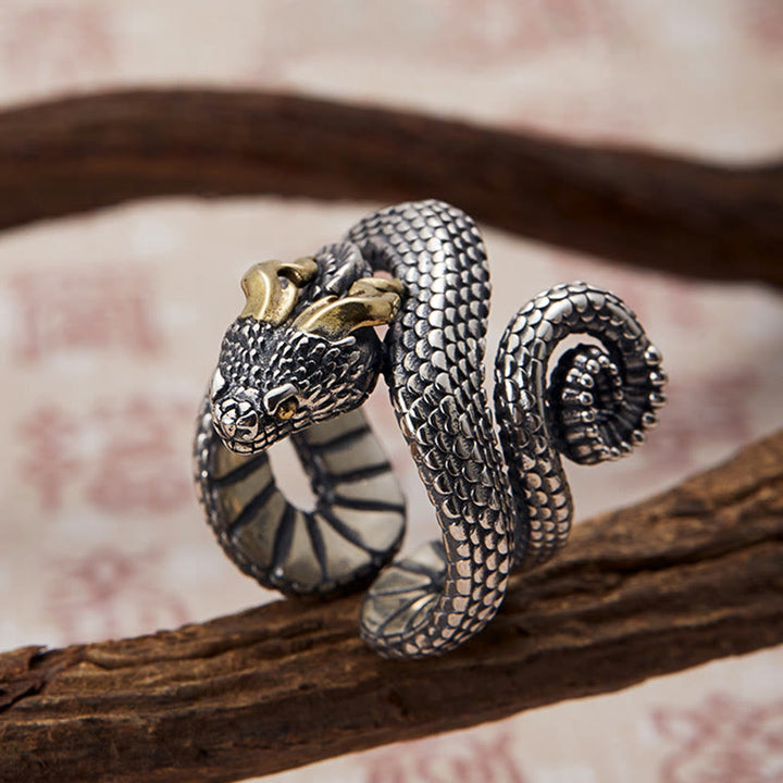 WorldNorse 925 Sterling Silver Snake Jormungandr Ring