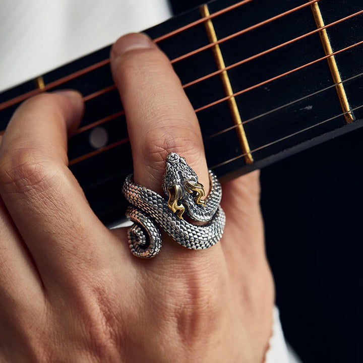 WorldNorse 925 Sterling Silver Snake Jormungandr Ring