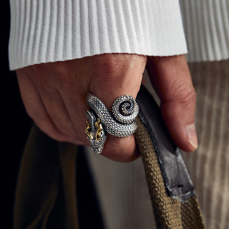 WorldNorse 925 Sterling Silver Snake Jormungandr Ring