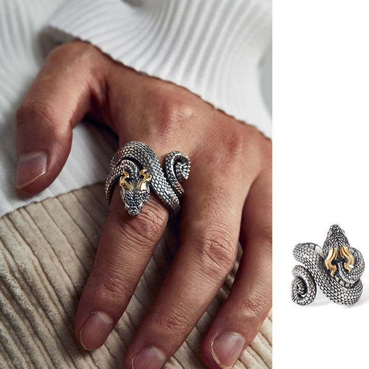 WorldNorse Handcrafted 925 Silver Snake Jormungandr Ring - image 2