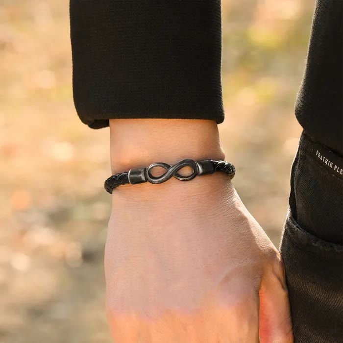 WorldNorse Infinity Braided Leather Vintage Bracelet - image 2