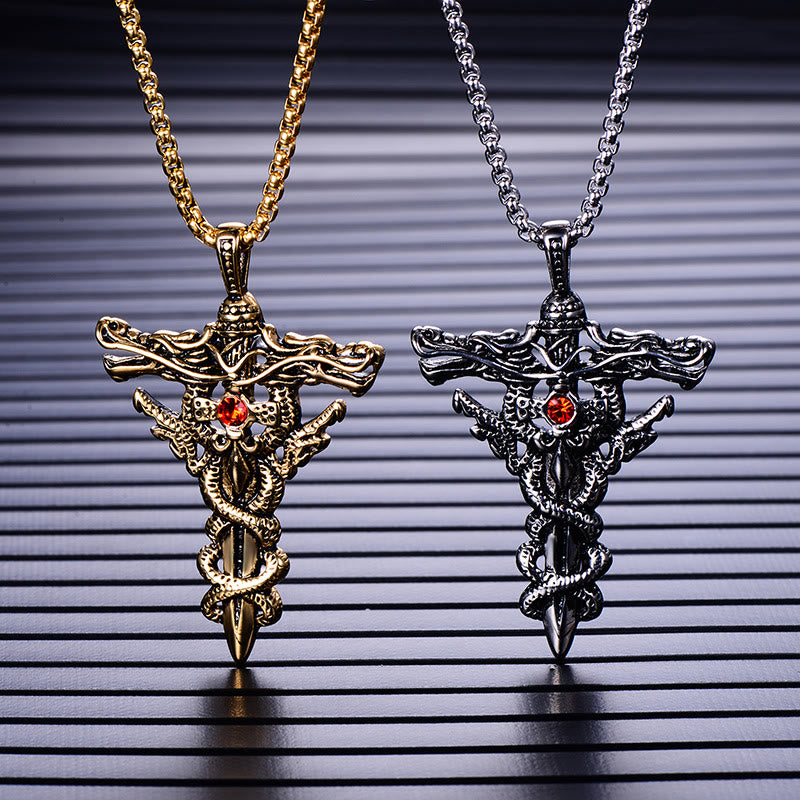 WorldNorse Retro Norse Dragon Cross Necklace