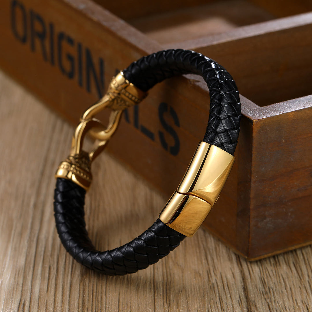 WorldNorse Magnetic Clasp Braided Leather Bracelet